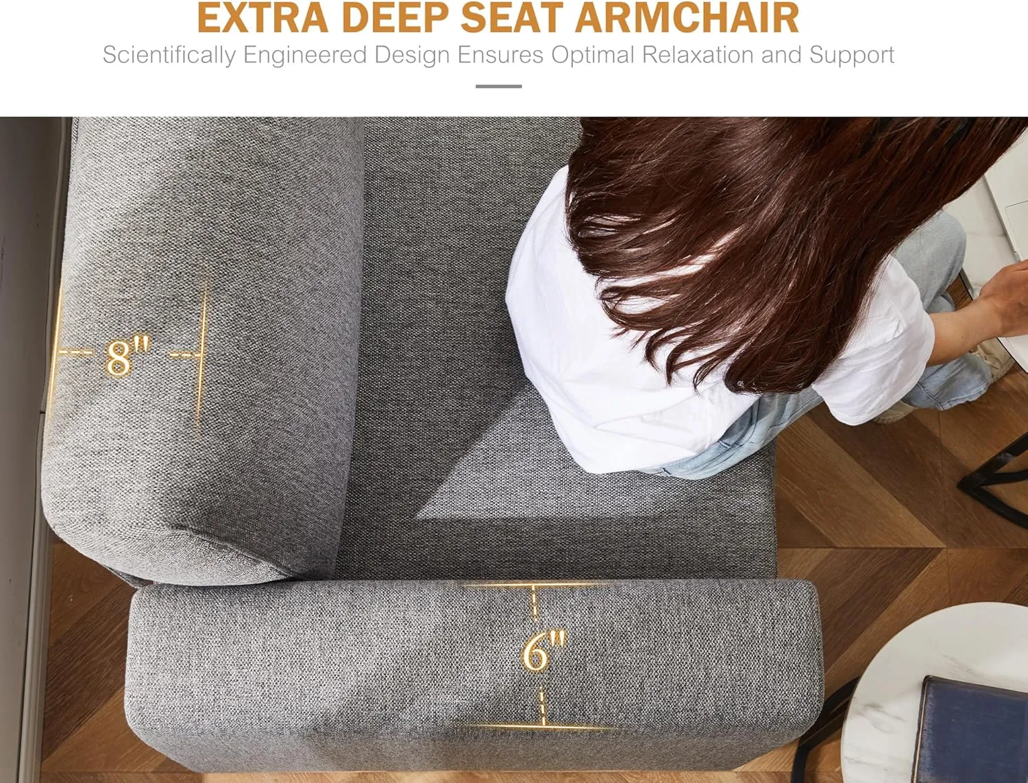 Oversized Modular Sofa Couch with Seats Storage, Comfy 3-Seater Linen Fabric Couch for Living Room, Office, Apart W/Deep Seat, High Backrest, Grey