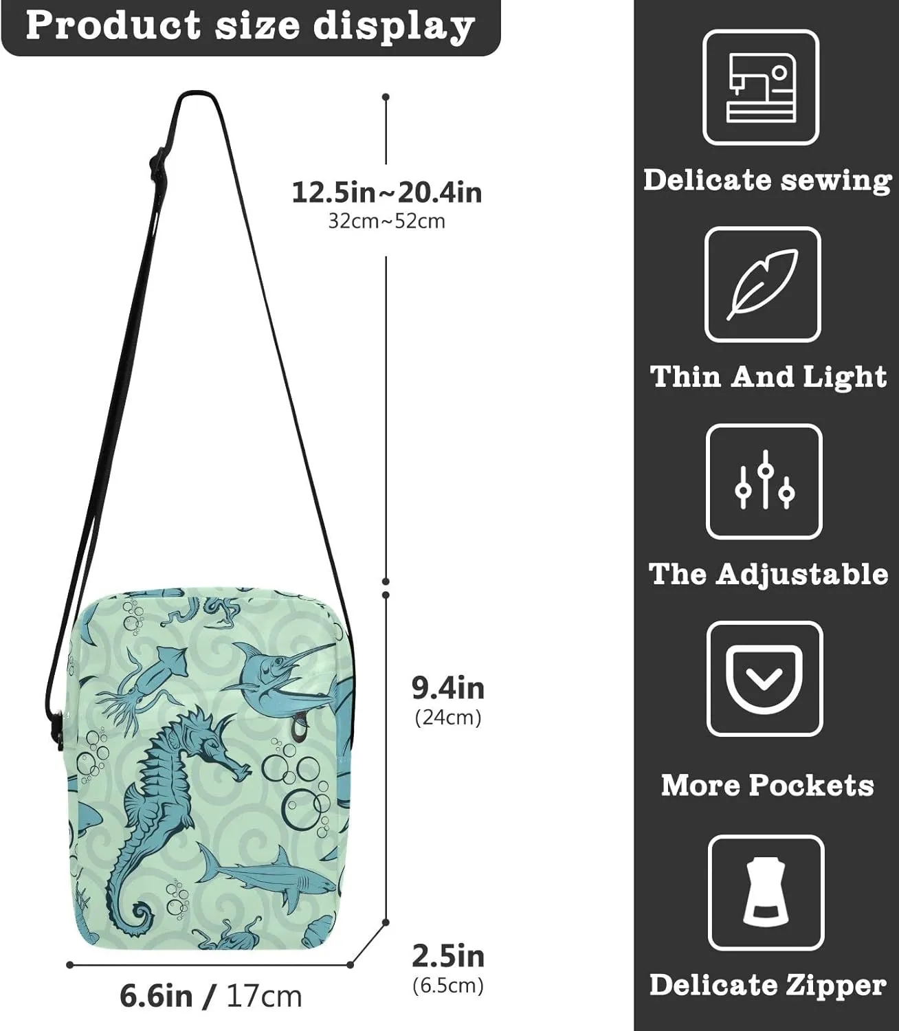 Oyihfvs Messenger Bag, Men's Crossbody Bag, Women's Crossbody Bag with Adjustable Strap