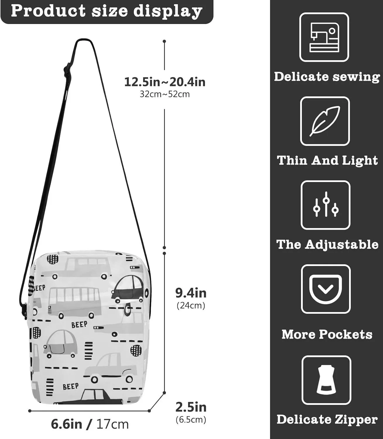Oyihfvs Messenger Bag, Men's Crossbody Bag, Women's Crossbody Bag with Adjustable Strap