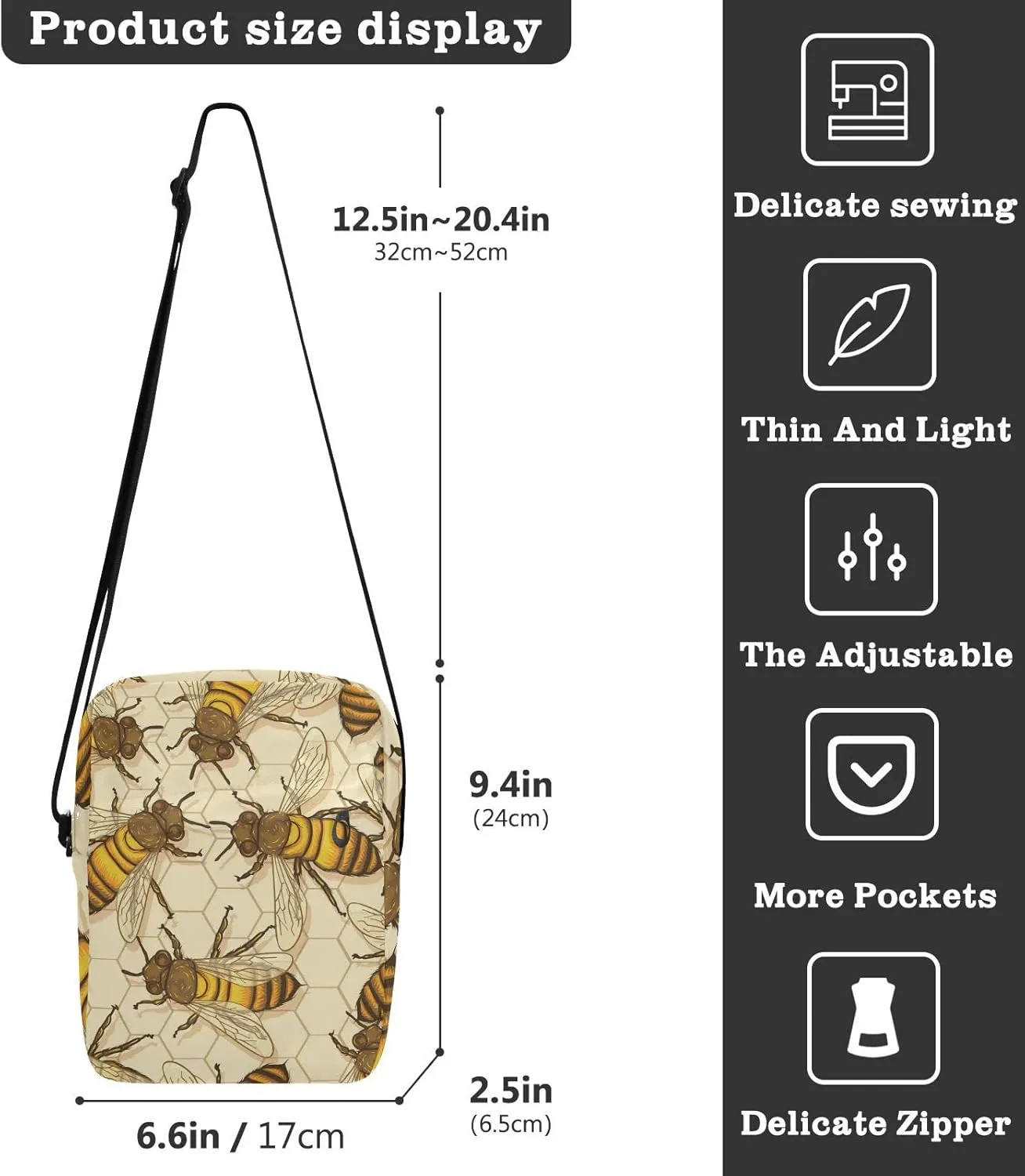 Oyihfvs Messenger Bag, Men's Crossbody Bag, Women's Crossbody Bag with Adjustable Strap