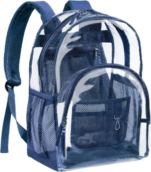 PACKISM Clear Backpack - Large Heavy Duty Transparent Backpacks for School, See Through Bookbag for Student, Work, Travel, Blue(for age 12 above)