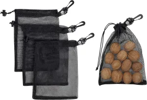 PALTERWEAR Mesh Drawstring Bag With Clip and Toggle Closure - For Watersports, Trekking, Sailing - Multi-Use Set of 4 (Black, 7 x 9 inch)