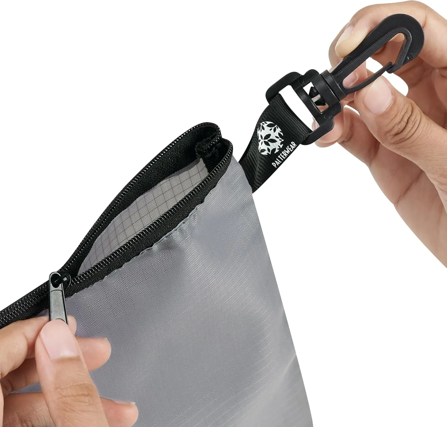PALTERWEAR Ripstop Nylon Zipper Bag with Clip - Set of 4 (Gray, 12 x 16 inch)