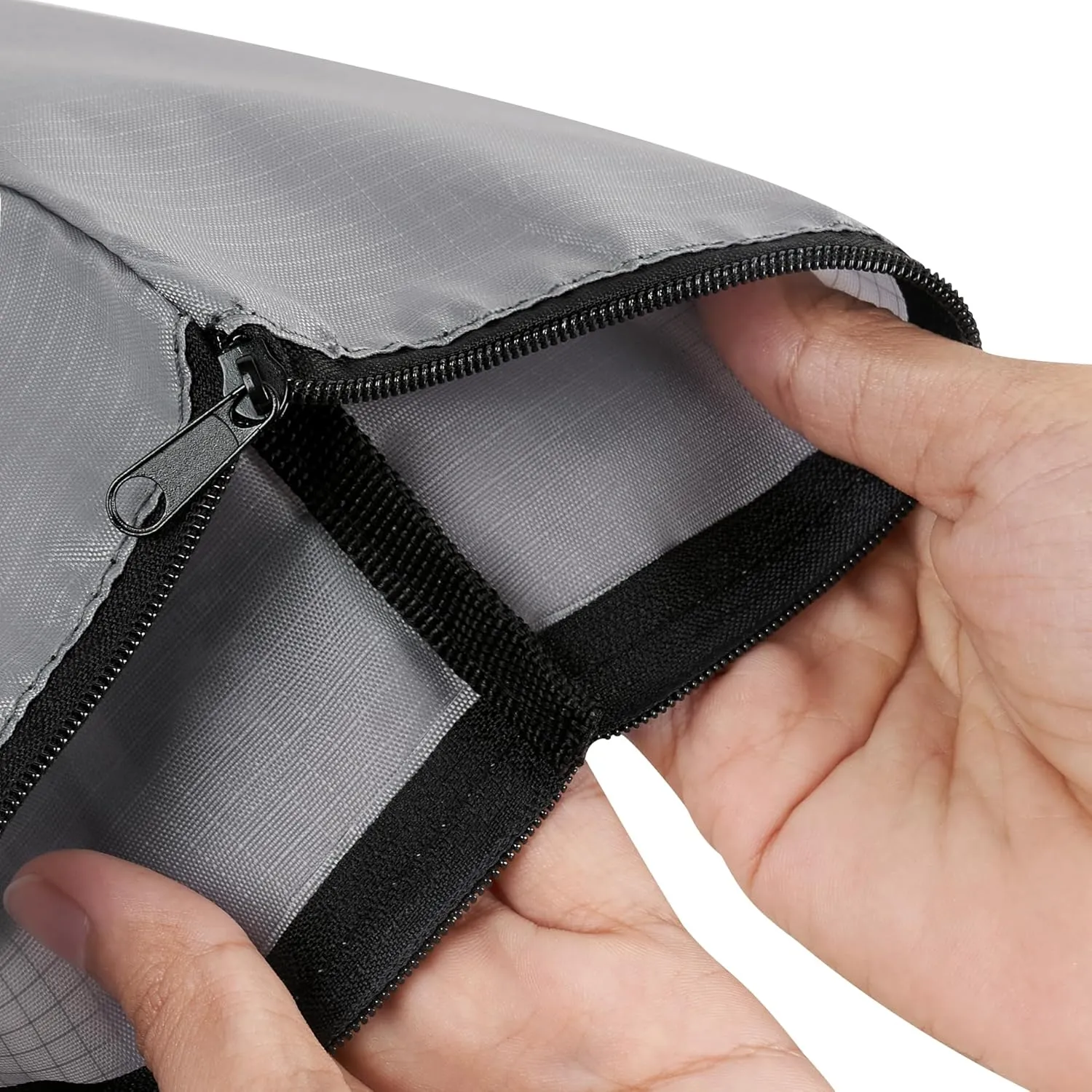 PALTERWEAR Ripstop Nylon Zipper Bag with Clip - Set of 4 (Gray, 12 x 16 inch)