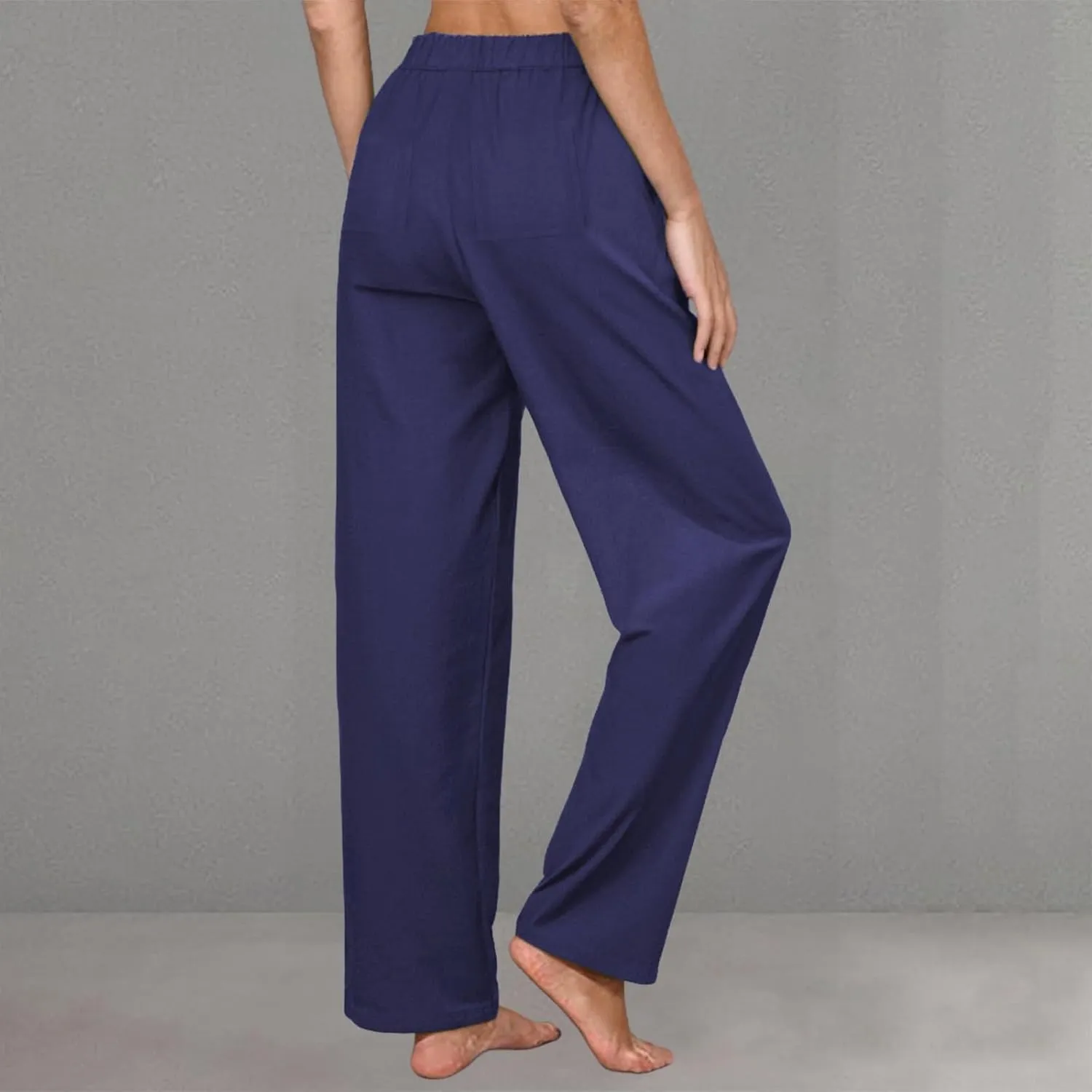 Pants for Women Cotton and Linen Relax Fit Elastic Waist Plus Size Solid Long Trousers 2025 Casual Comfortable Pants