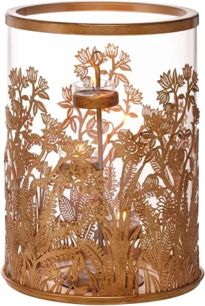 PartyLite Hurricane Candle Holder - Golden Frond for Jar Candles