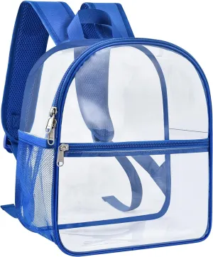 Paxiland Clear Backpack Stadium Approved 12×12×6 with Reinforced and Wider Shoulder Straps, Small Clear Bag for Schools, Concerts, Work, Festivals and Sporting Events - Blue