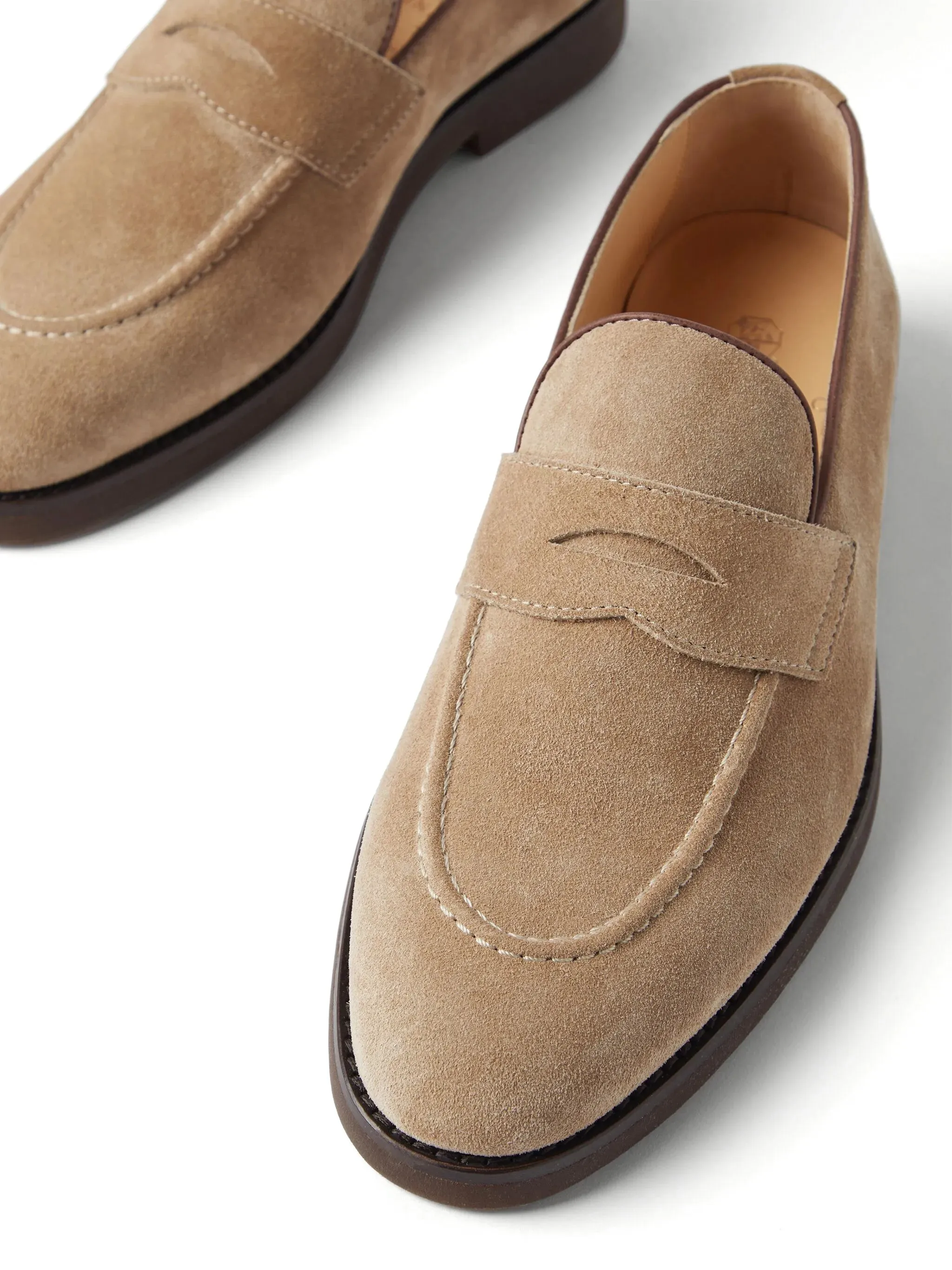 Penny-slot Suede Loafers