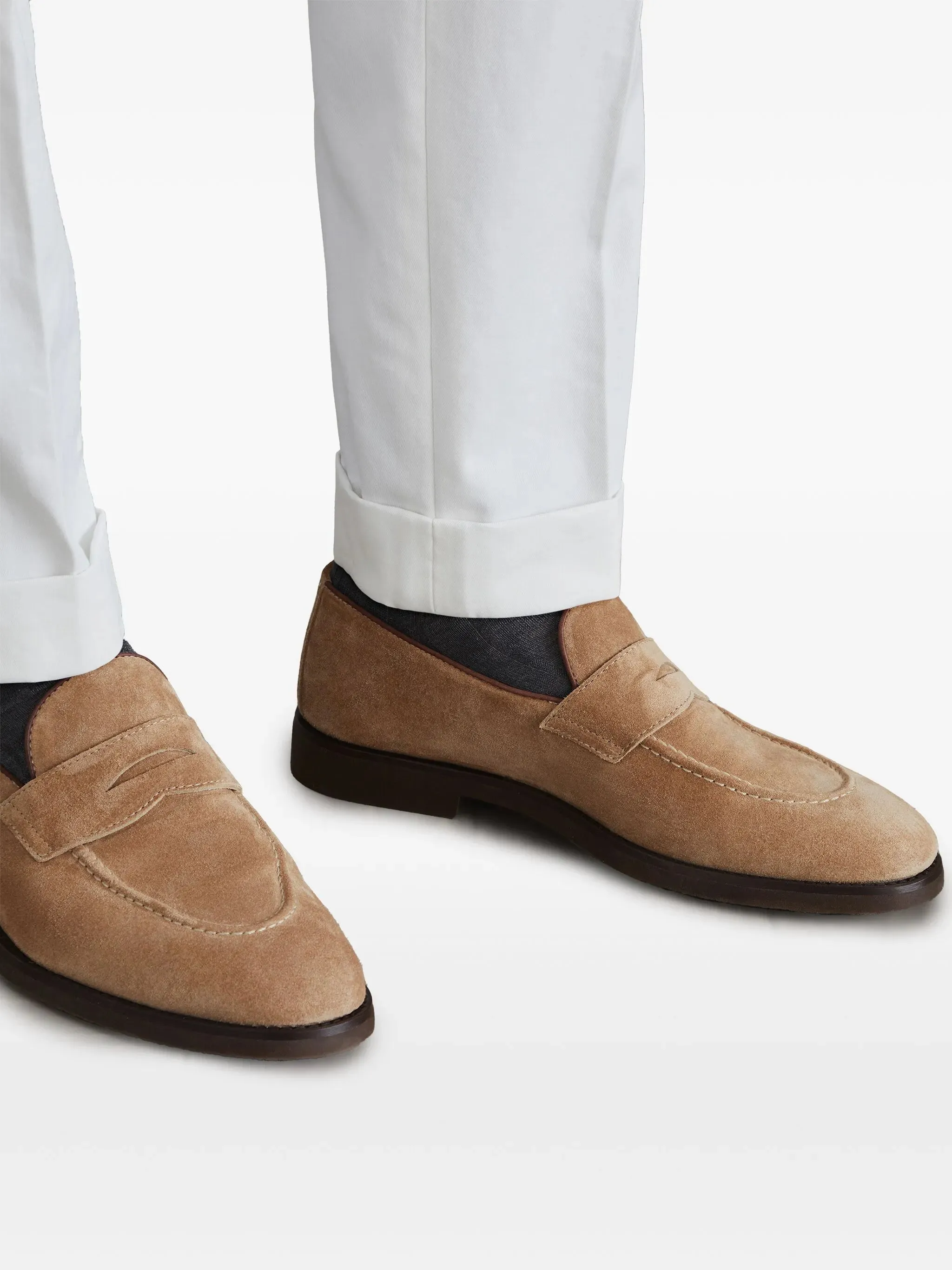 Penny-slot Suede Loafers