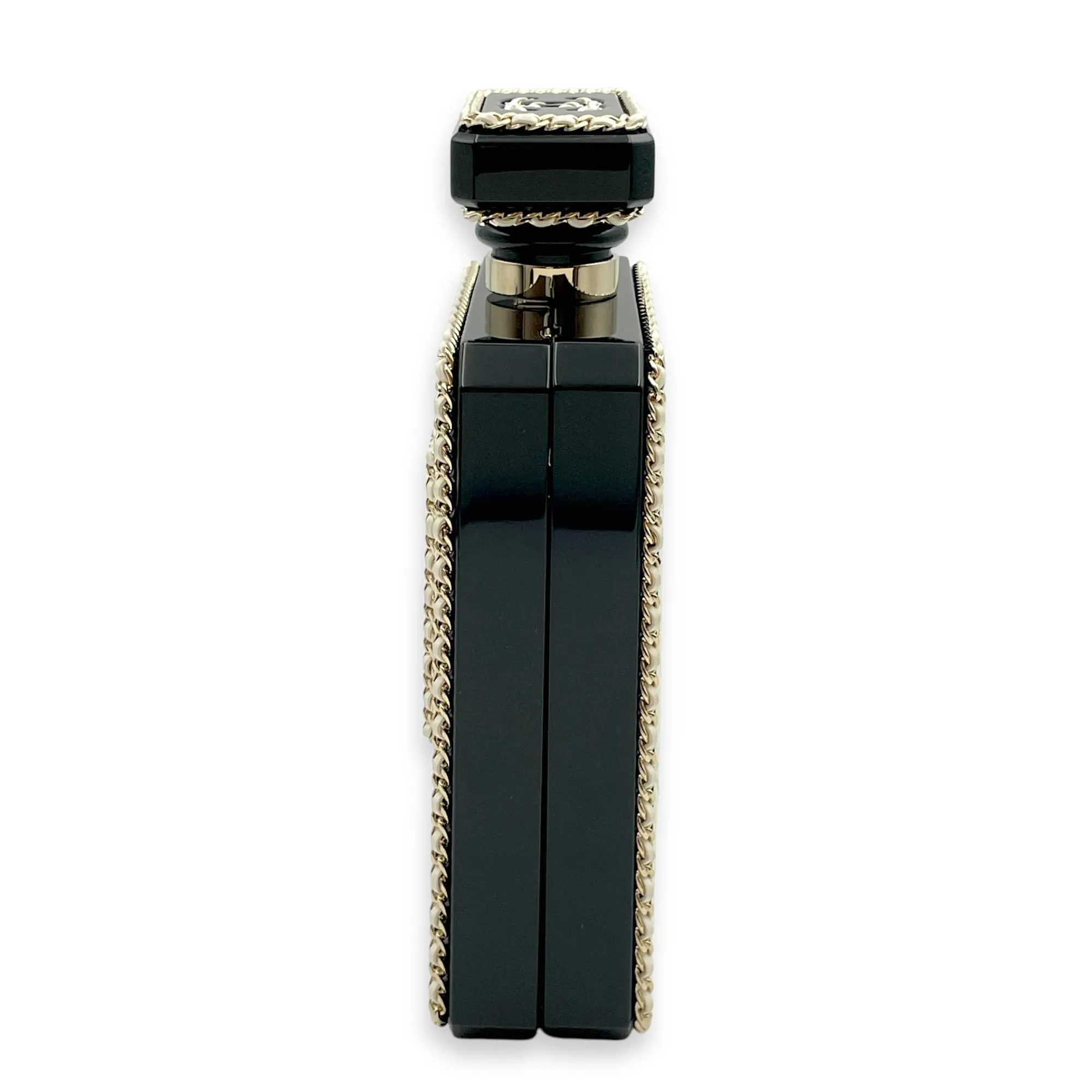Perfume Minaudiere White/Black Crossbody Bag, Gold hardware