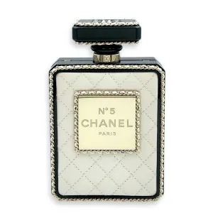 Perfume Minaudiere White/Black Crossbody Bag, Gold hardware