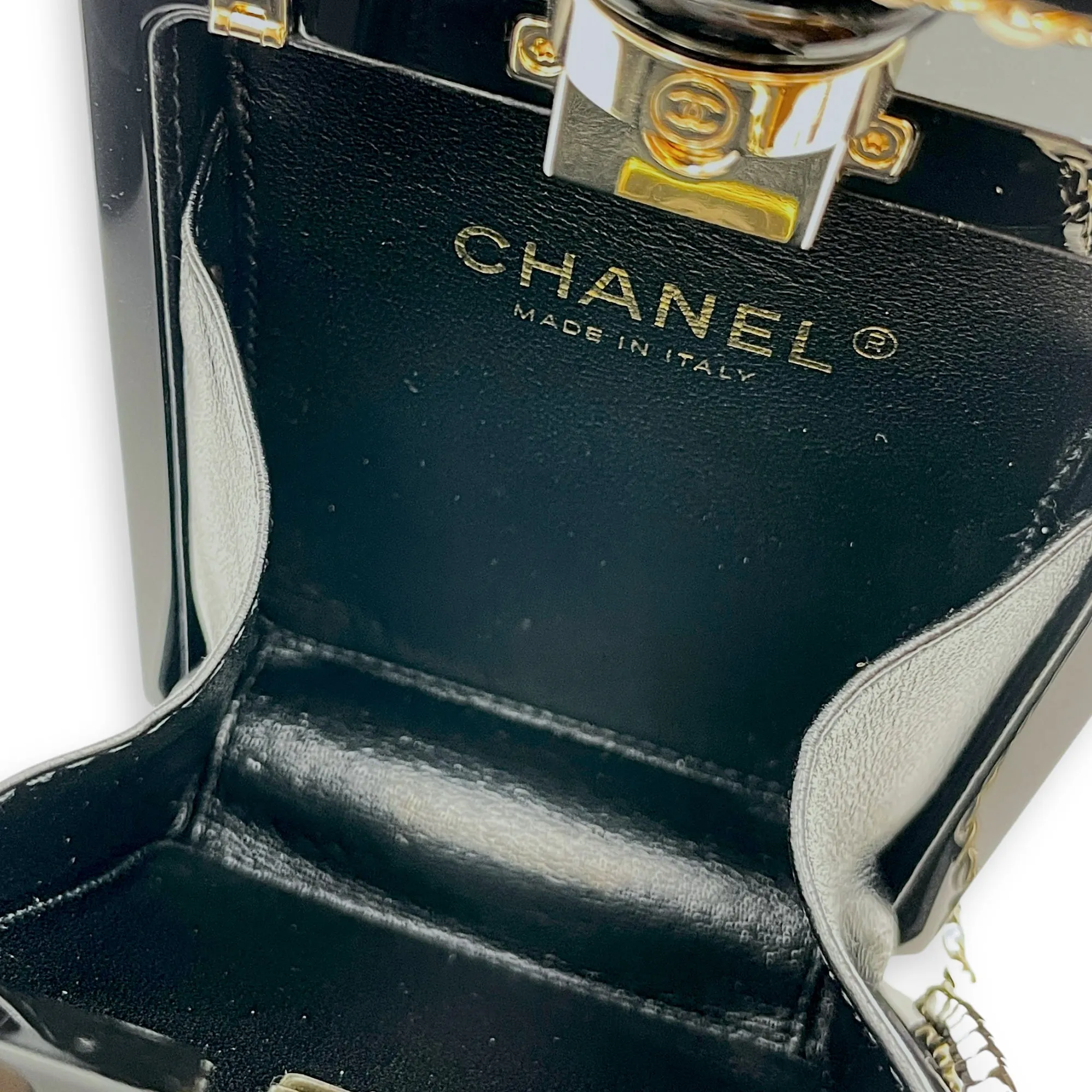 Perfume Minaudiere White/Black Crossbody Bag, Gold hardware