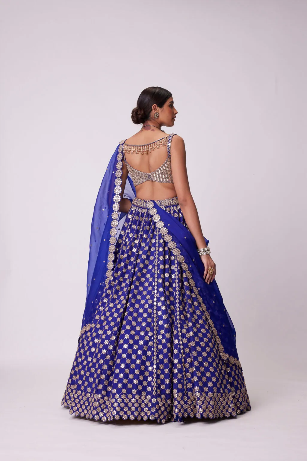PERSIAN  BLUE FLOWER LEHENGA SET