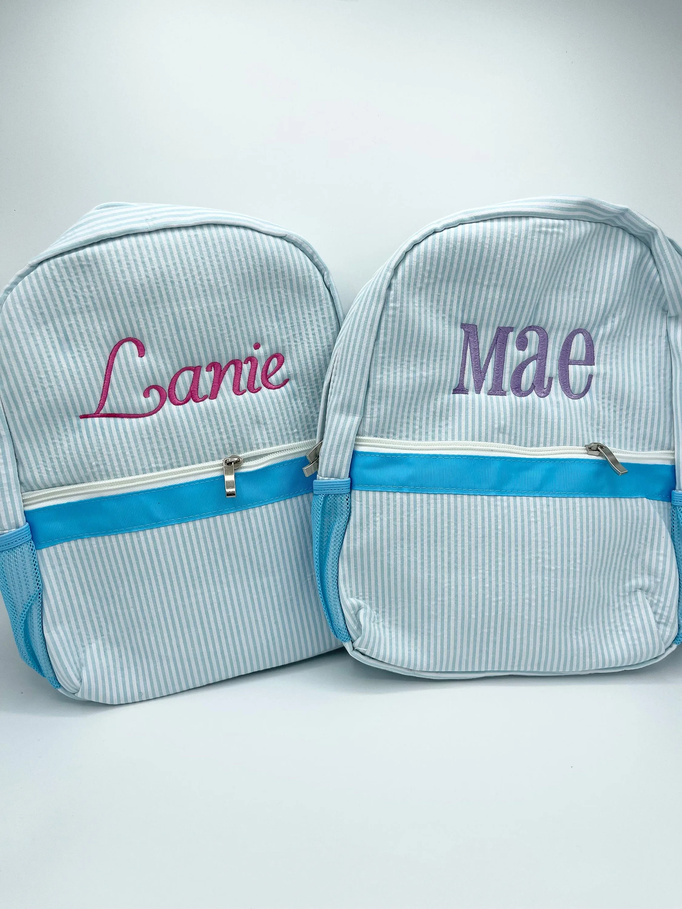Personalization Seersucker Backpacks