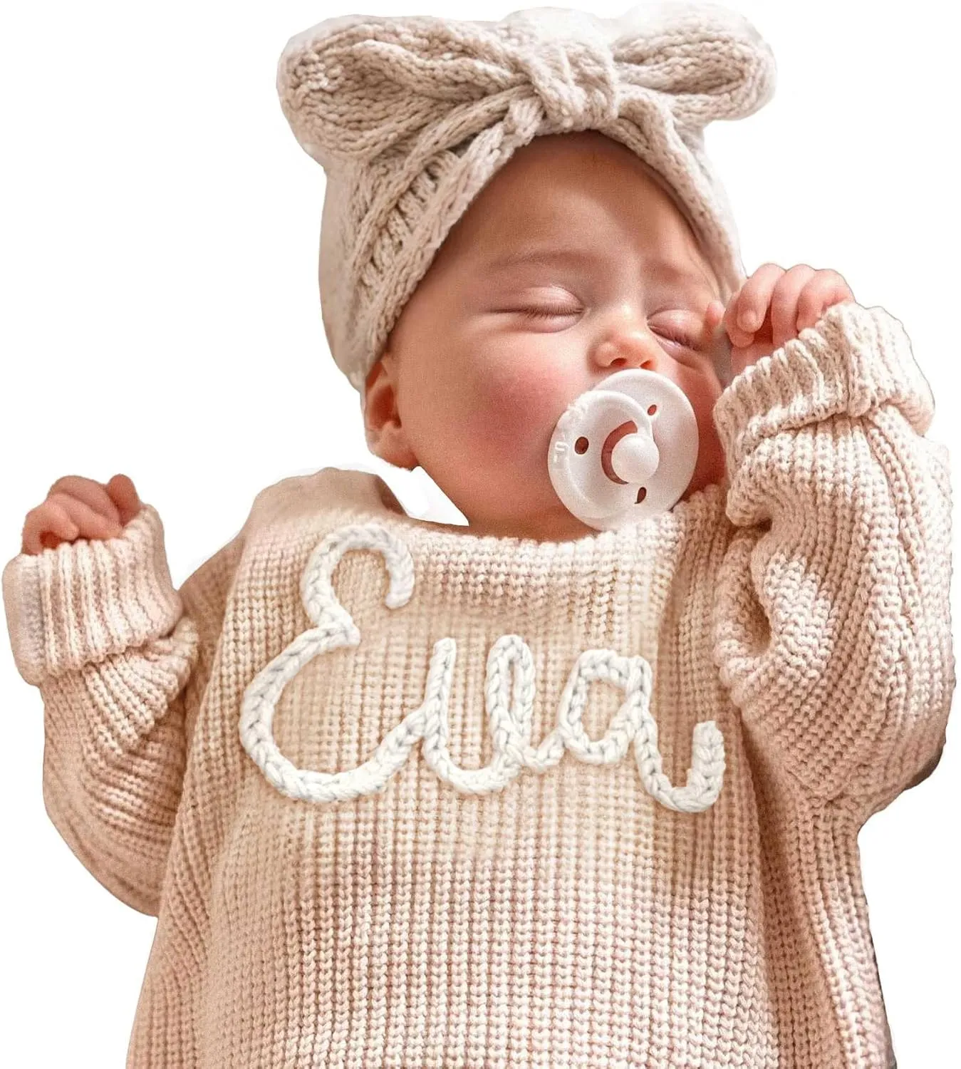 Personalized Baby Knit Sweater, Custom Baby Sweater with Hand-Embroidered Name and Monogram, Customized Unique Gift for Baby
