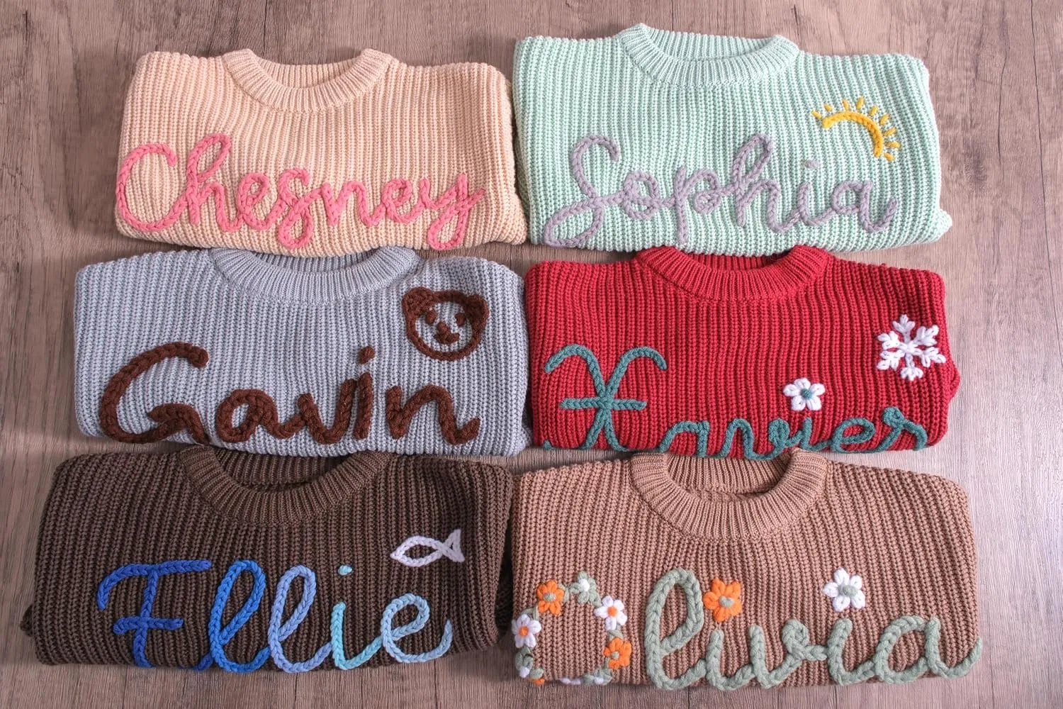 Personalized Baby Knit Sweater, Custom Baby Sweater with Hand-Embroidered Name and Monogram, Customized Unique Gift for Baby