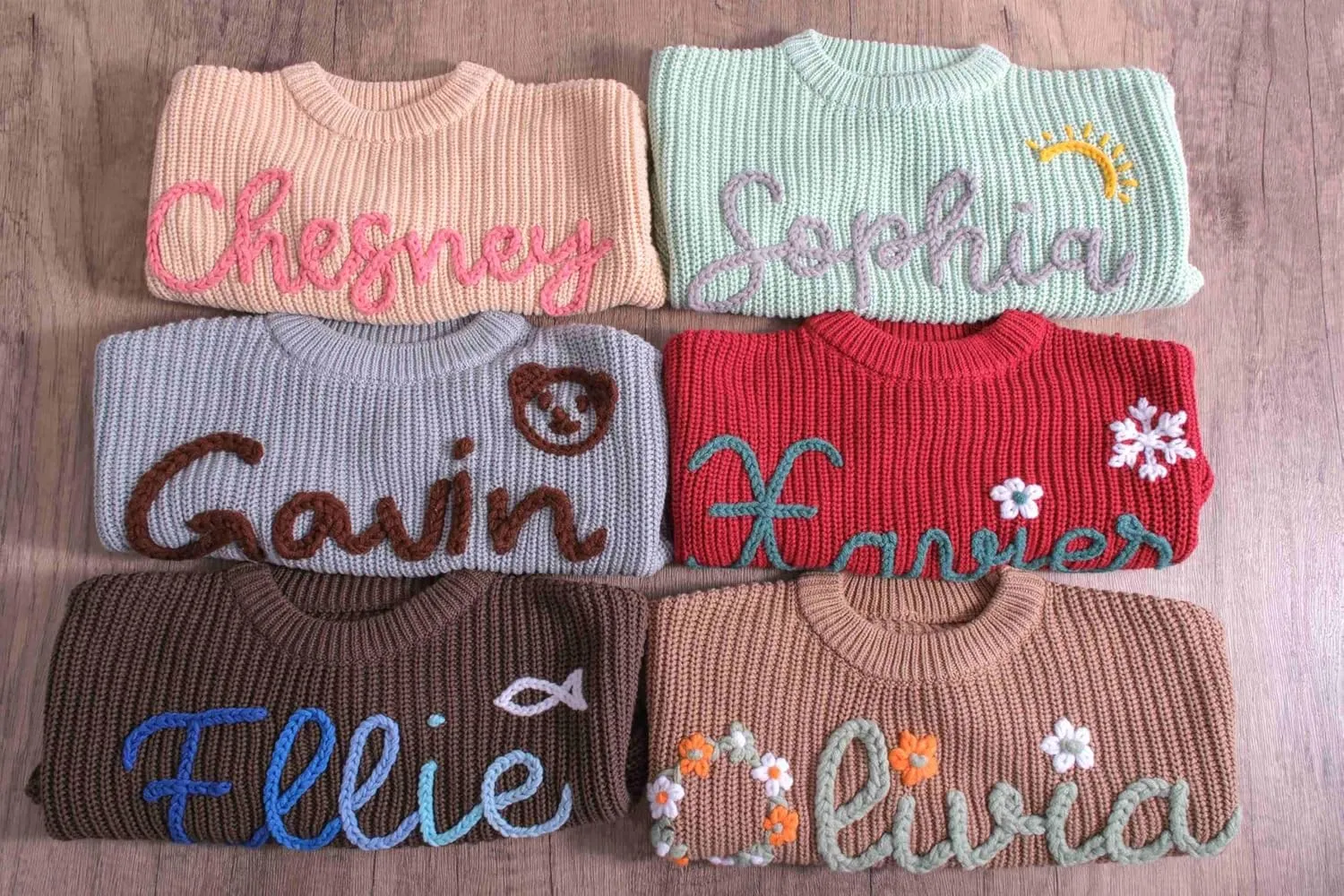 Personalized Baby Knit Sweater, Custom Baby Sweater with Hand-Embroidered Name and Monogram, Customized Unique Gift for Baby