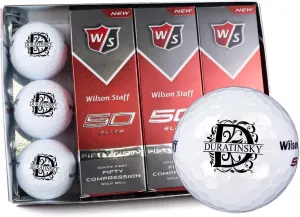 Personalized Golf Balls, 1 Dozen Wilson Staff Elite Golf Balls, Custom Monogram Designs, Personalized Golf Gifts for Men and Women