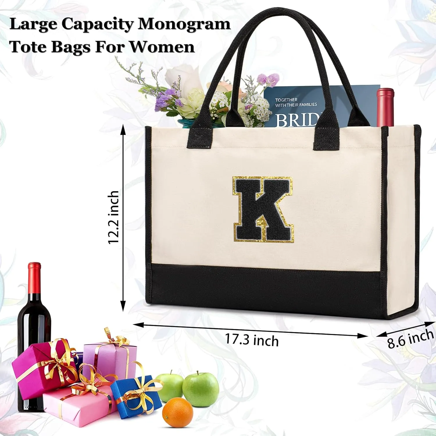 Personalized Initial Tote Bag - Birthday, Christmas, Teacher, Mom, Sister, Friend Gifts