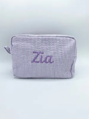 Personalized Seersucker Cosmetic Bag