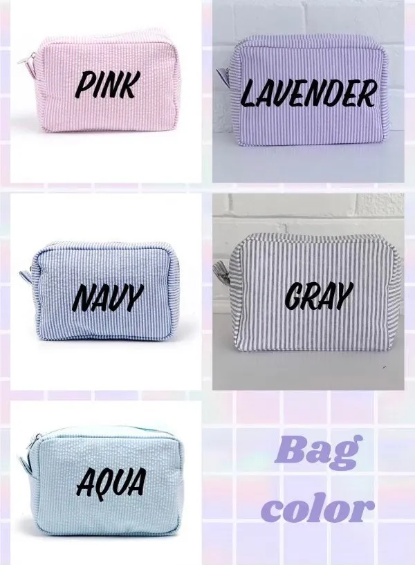 Personalized Seersucker Cosmetic Bag