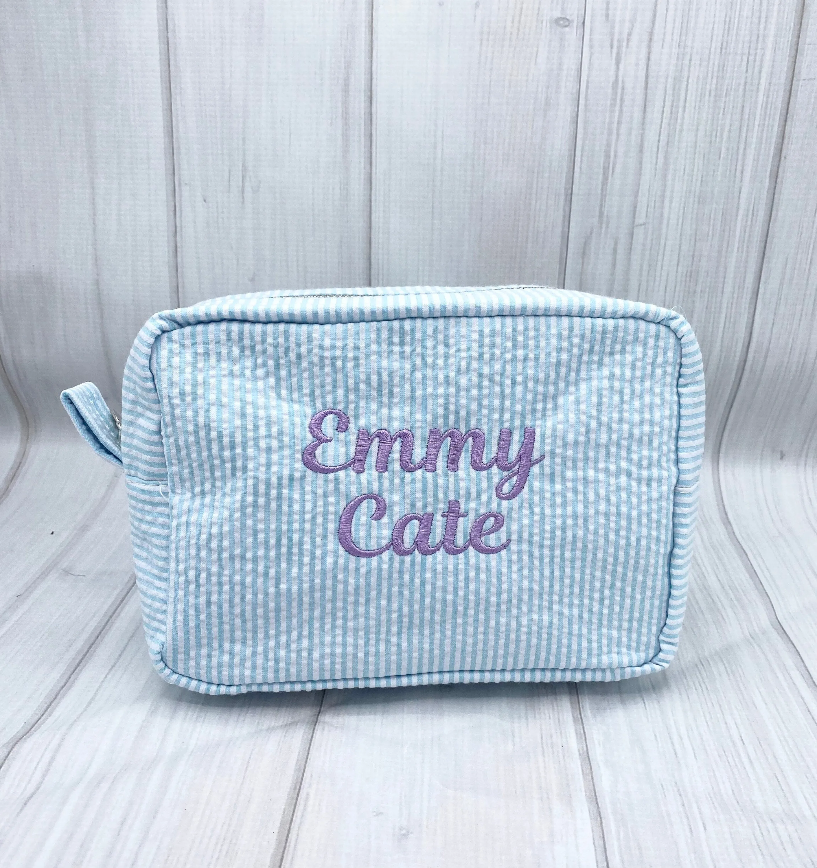 Personalized Seersucker Cosmetic Bag