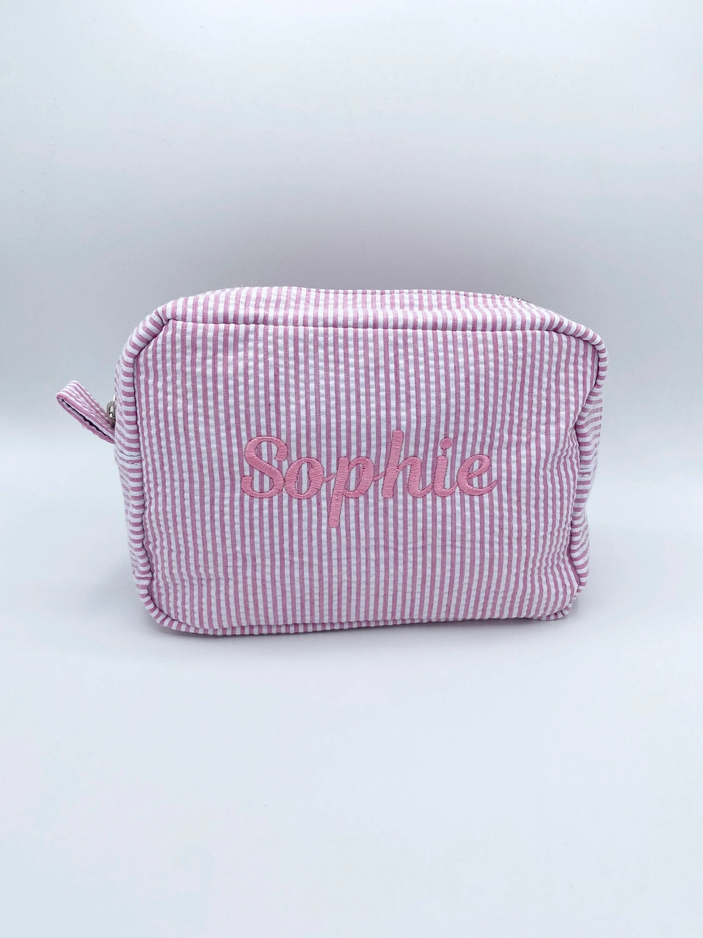 Personalized Seersucker Cosmetic Bag