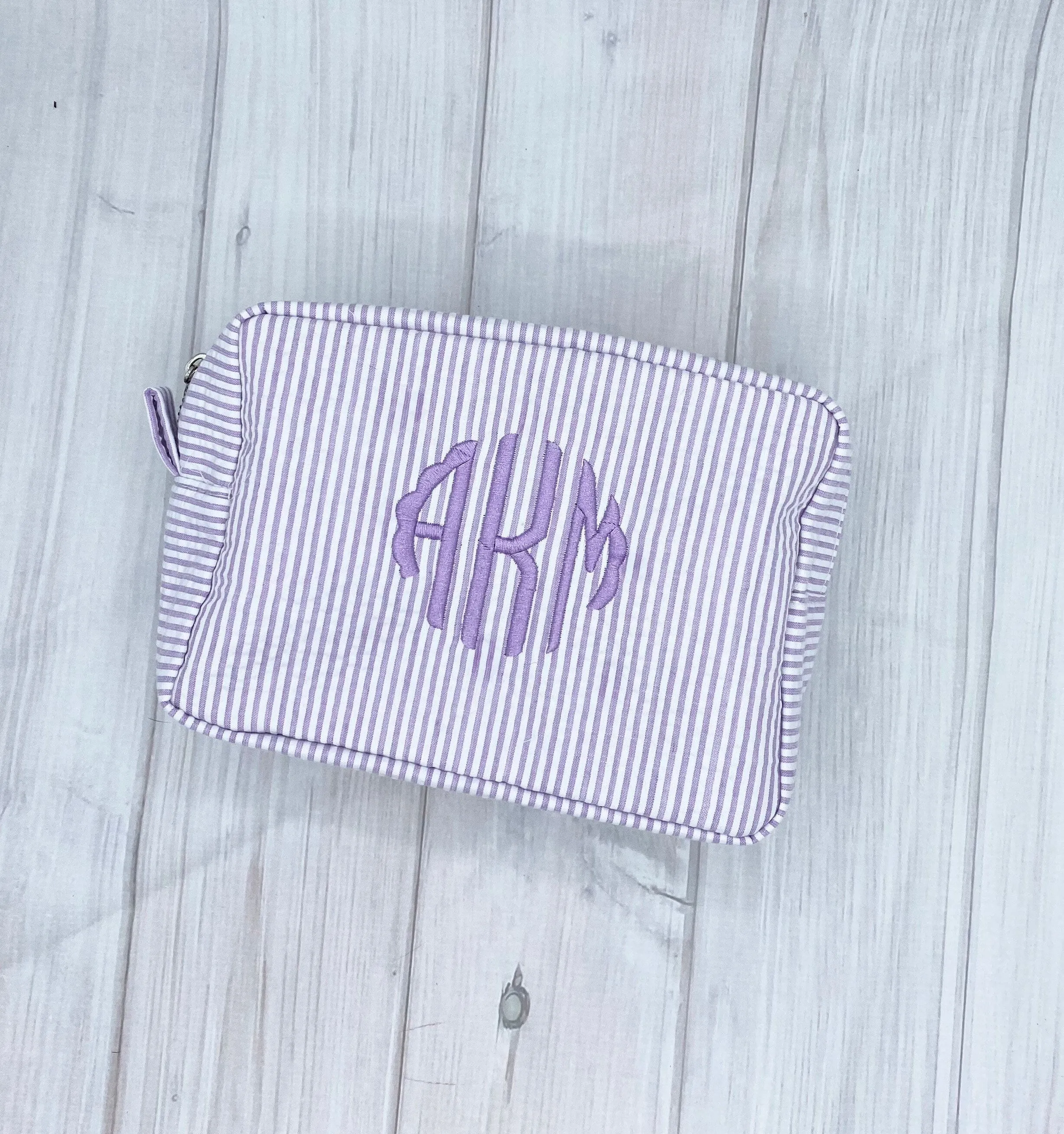 Personalized Seersucker Cosmetic Bag