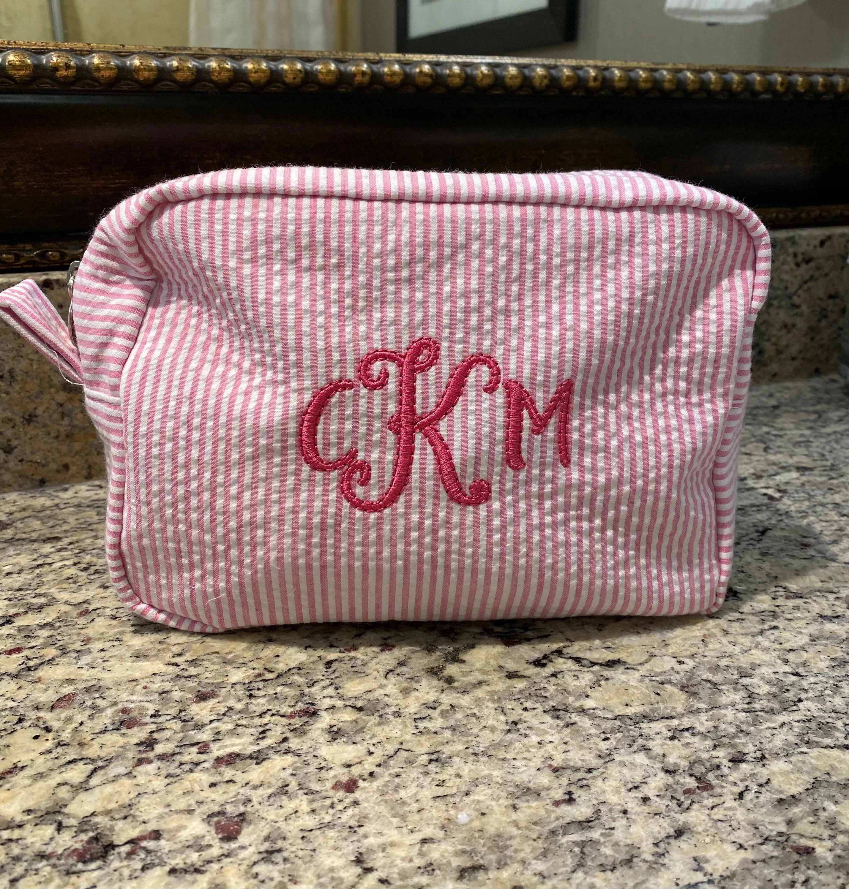 Personalized Seersucker Cosmetic Bag