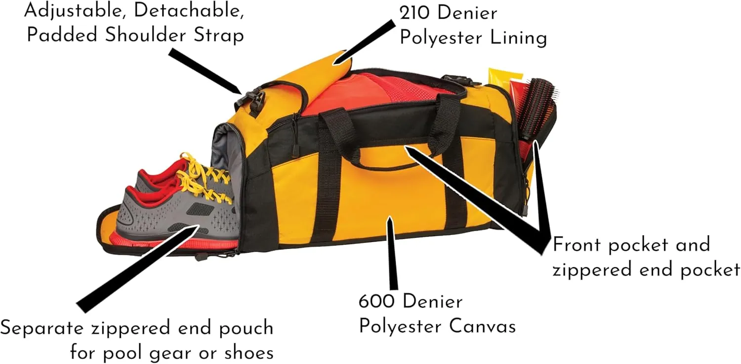 Personalized Sports Duffle Bag with Shoe Compartment (Wrestling, Gold)