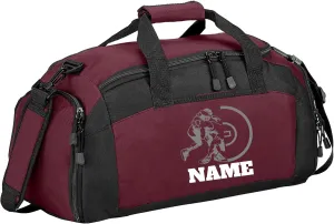 Personalized Sports Duffle Bag with Shoe Compartment (Wrestling, Maroon)