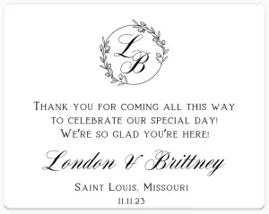Personalized Welcome Bag Stickers for Wedding, Custom Gift Bag Tags for Hotel Guests, Destination Wedding Favor Stickers, Out of Town Guest Gift, 4.75 x 3.75 Large Rectangle, Calligraphy Initials