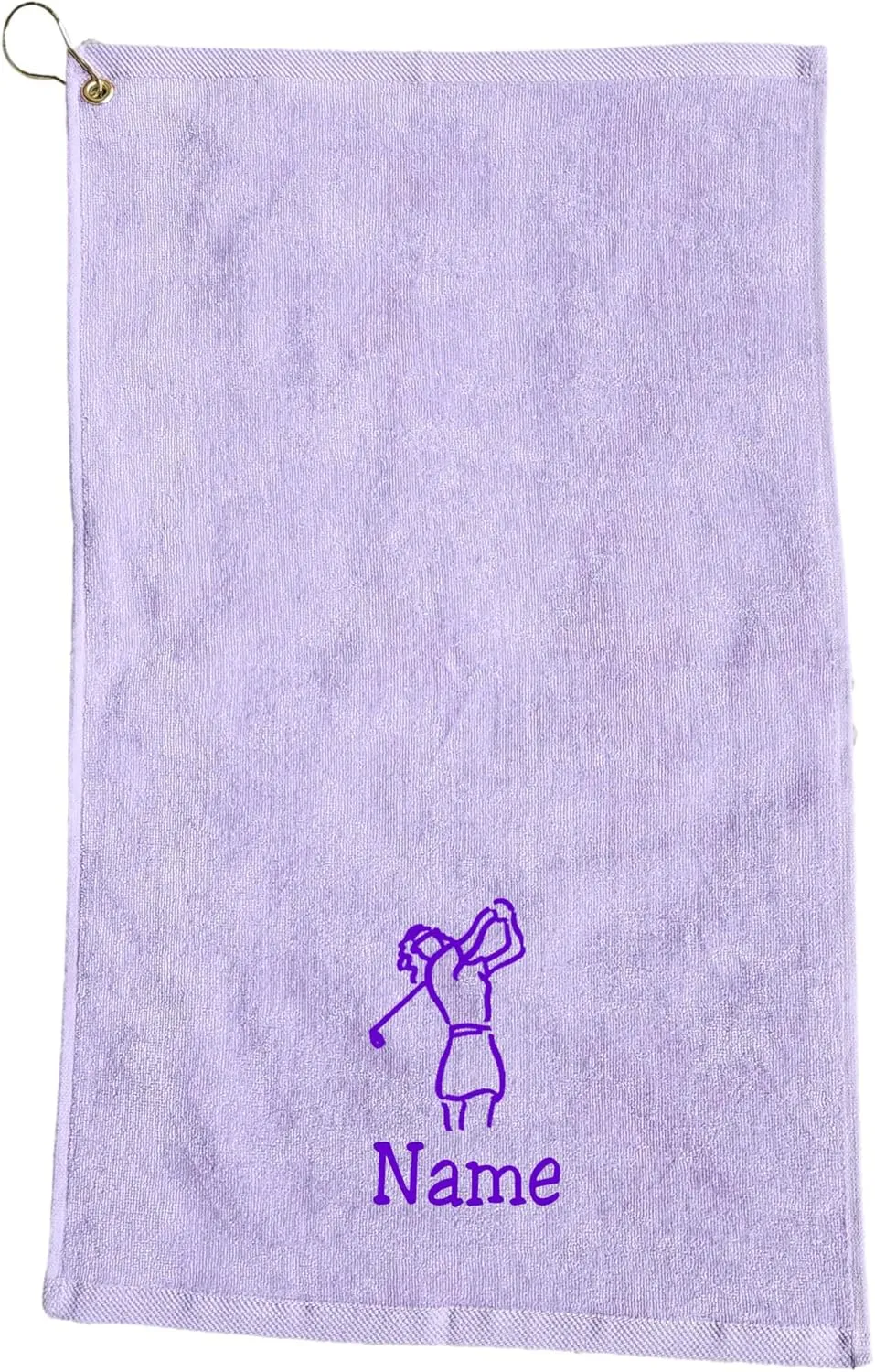 Personalized Women's Golf Bag Towel with Embroidered Name (Lavender- Embroidered Name Woman)