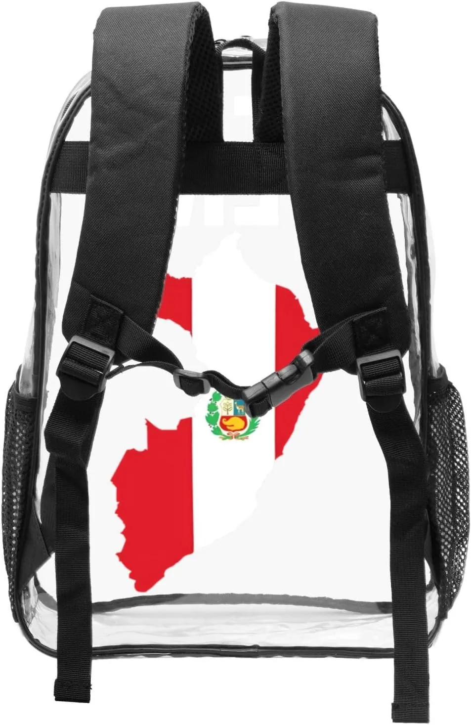 Peruvian Peru Flag 16 Inch Clear PVC Backpacks Transparent Backpack Multipurpose Double Shoulder Bag for Men Women Gifts