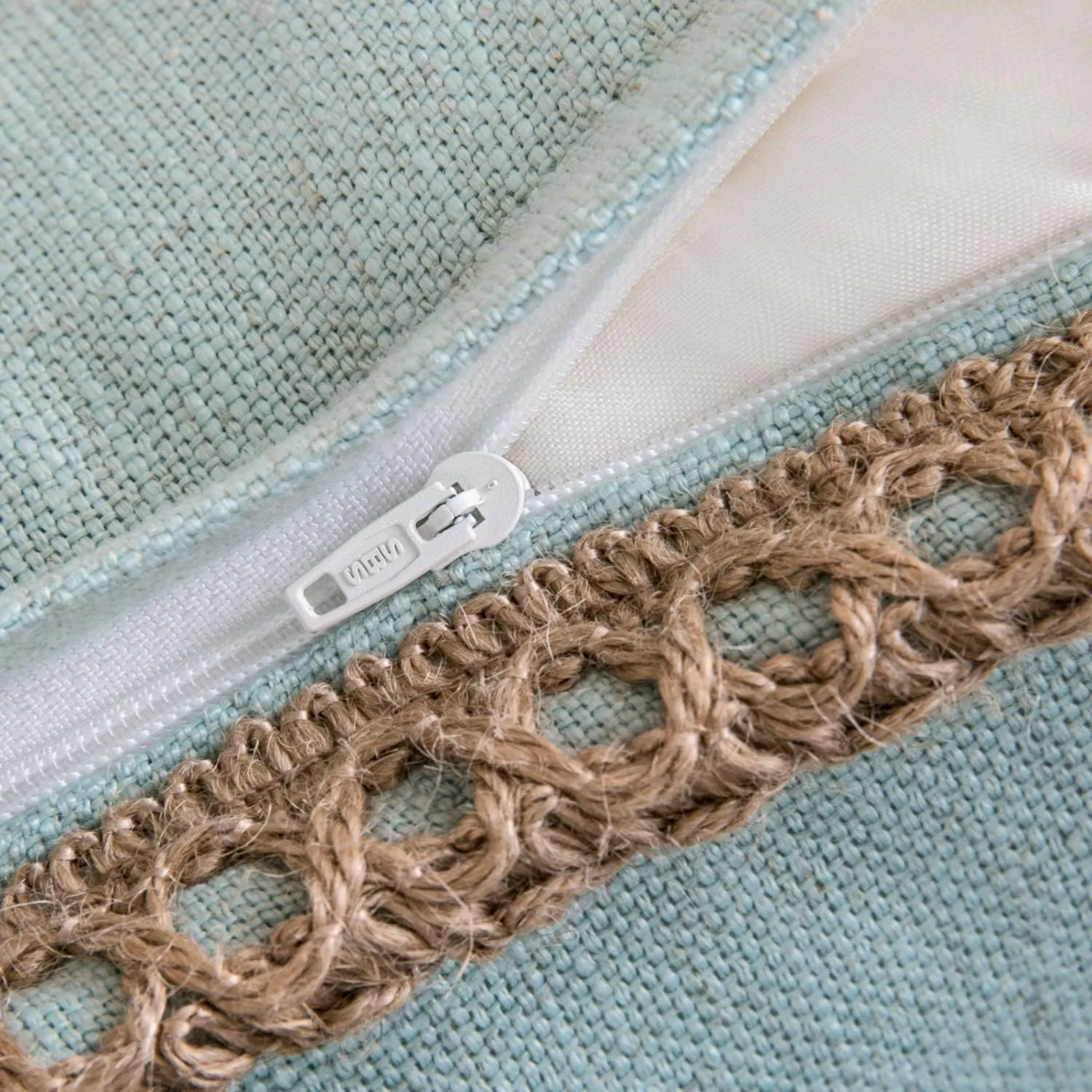 Phantoscope Farmhouse Solid Throw Decorative Pillow Cover Burlap Linen Trimmed Tailored Edges Outdoor Pillow Light Turquoise 20 x 20 inches, 50 x 50 cm, Pack of 1