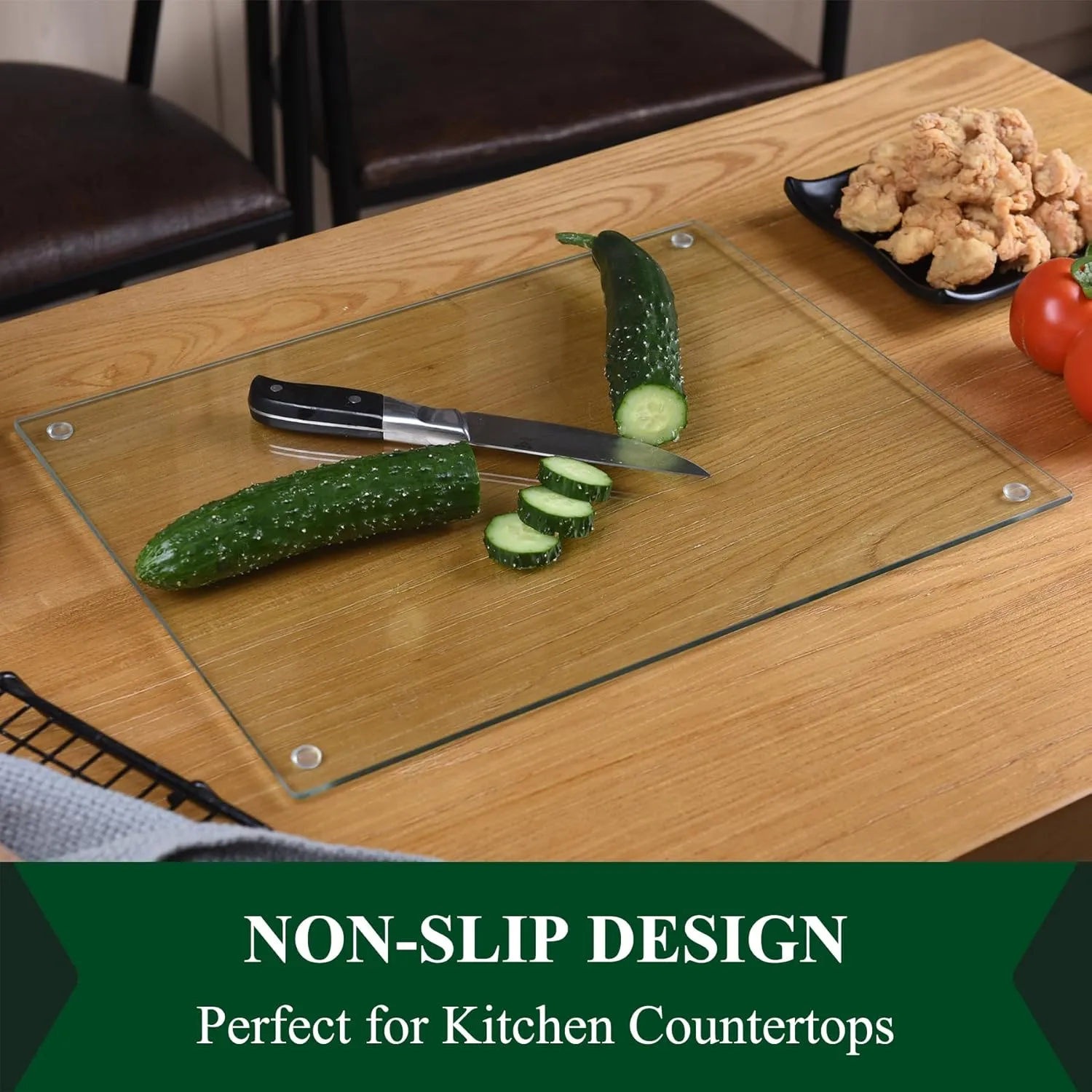 Phore Tempered Glass Cutting Board for Kitchen, Clear Cutting Board for Countertop, Dishwasher Safe, Scratch Resistant, Heat Resistant, Shatter Resistant (18"x24", Clear)