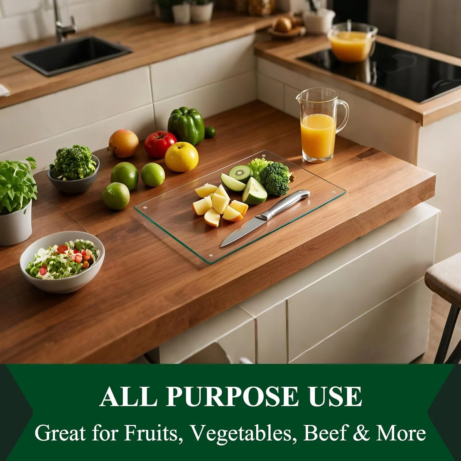 Phore Tempered Glass Cutting Board for Kitchen, Clear Cutting Board for Countertop, Dishwasher Safe, Scratch Resistant, Heat Resistant, Shatter Resistant (18"x24", Clear)