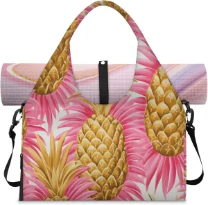 Pineapple Dreams Waterproof Gym Bag for Men Women, Sports Duffel Bag with Shoe Compartment Yoga Mat Holder, Portable Large Travel Bag for Fitness, Camping, Weekend Trips