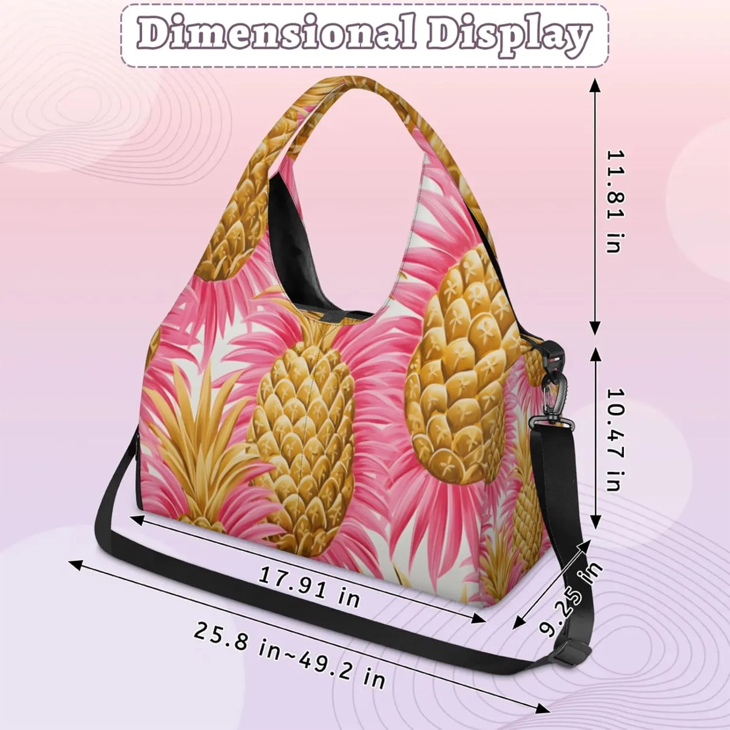 Pineapple Dreams Waterproof Gym Bag for Men Women, Sports Duffel Bag with Shoe Compartment Yoga Mat Holder, Portable Large Travel Bag for Fitness, Camping, Weekend Trips