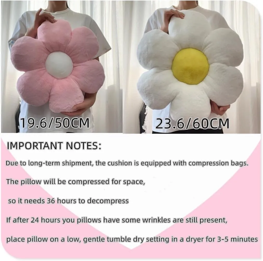 Pink Flower Pillow,Flower Shaped Throw Pillow 15.7In Daisy Pillow Cute Flower Seating Cushion Cute Home Decor& Plush Pillow for Sofa Couch Bed