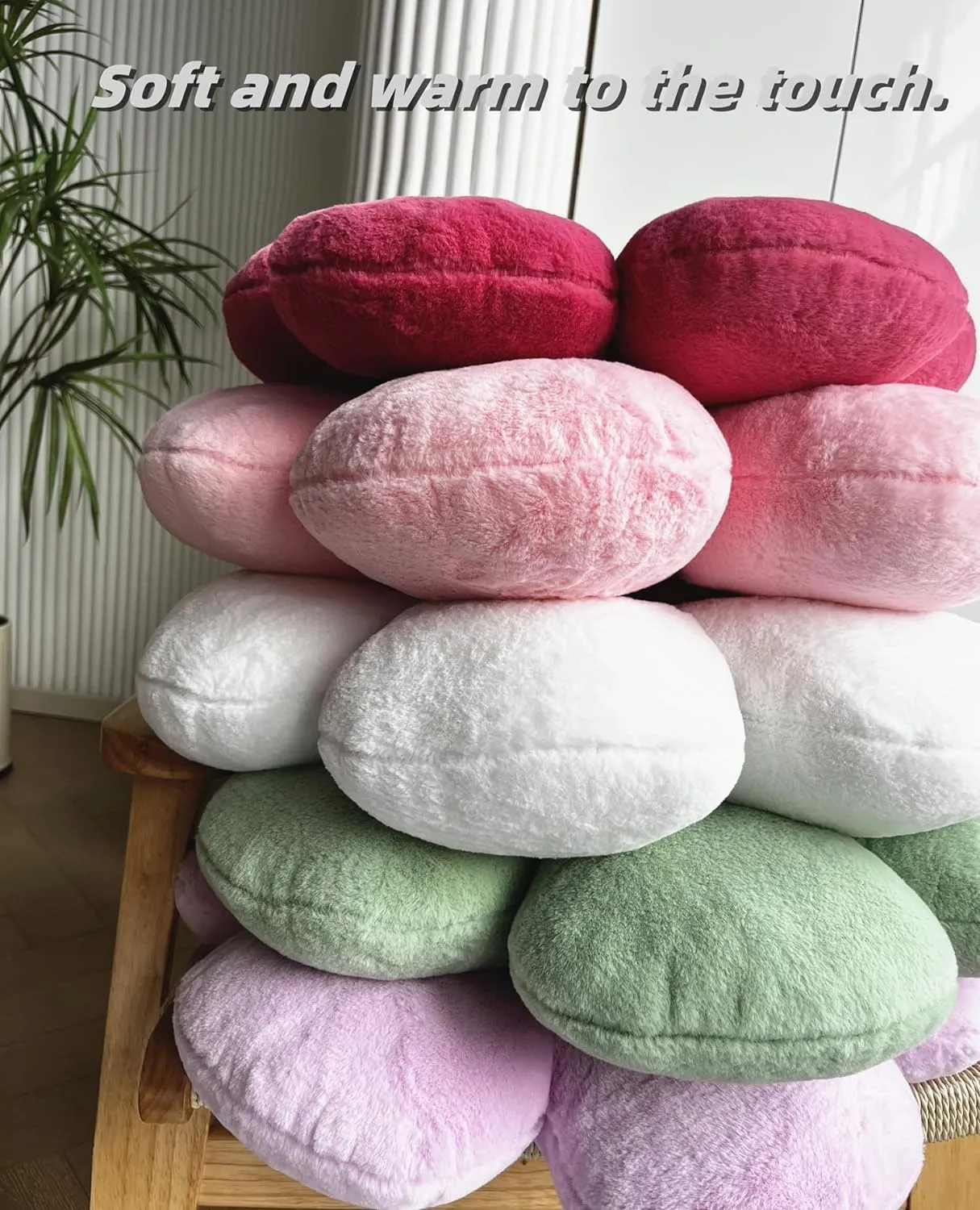 Pink Flower Pillow,Flower Shaped Throw Pillow 15.7In Daisy Pillow Cute Flower Seating Cushion Cute Home Decor& Plush Pillow for Sofa Couch Bed