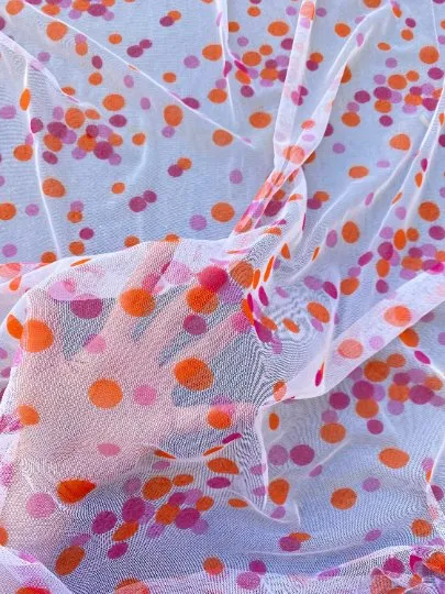 Pink Orange Polka Dot Tulle