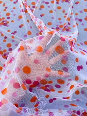 Pink Orange Polka Dot Tulle