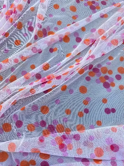 Pink Orange Polka Dot Tulle