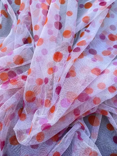 Pink Orange Polka Dot Tulle