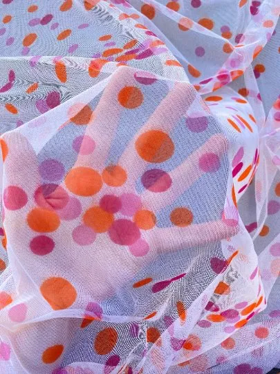 Pink Orange Polka Dot Tulle