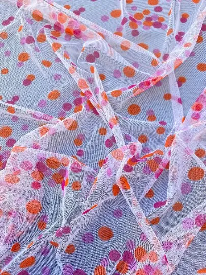 Pink Orange Polka Dot Tulle