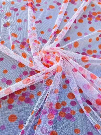 Pink Orange Polka Dot Tulle