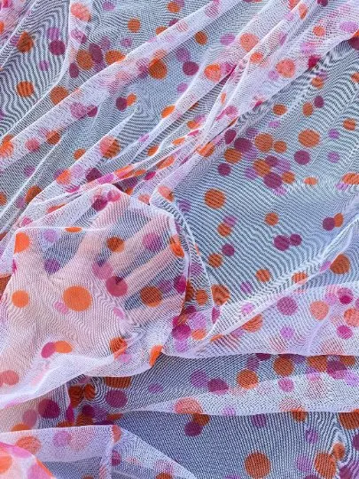 Pink Orange Polka Dot Tulle