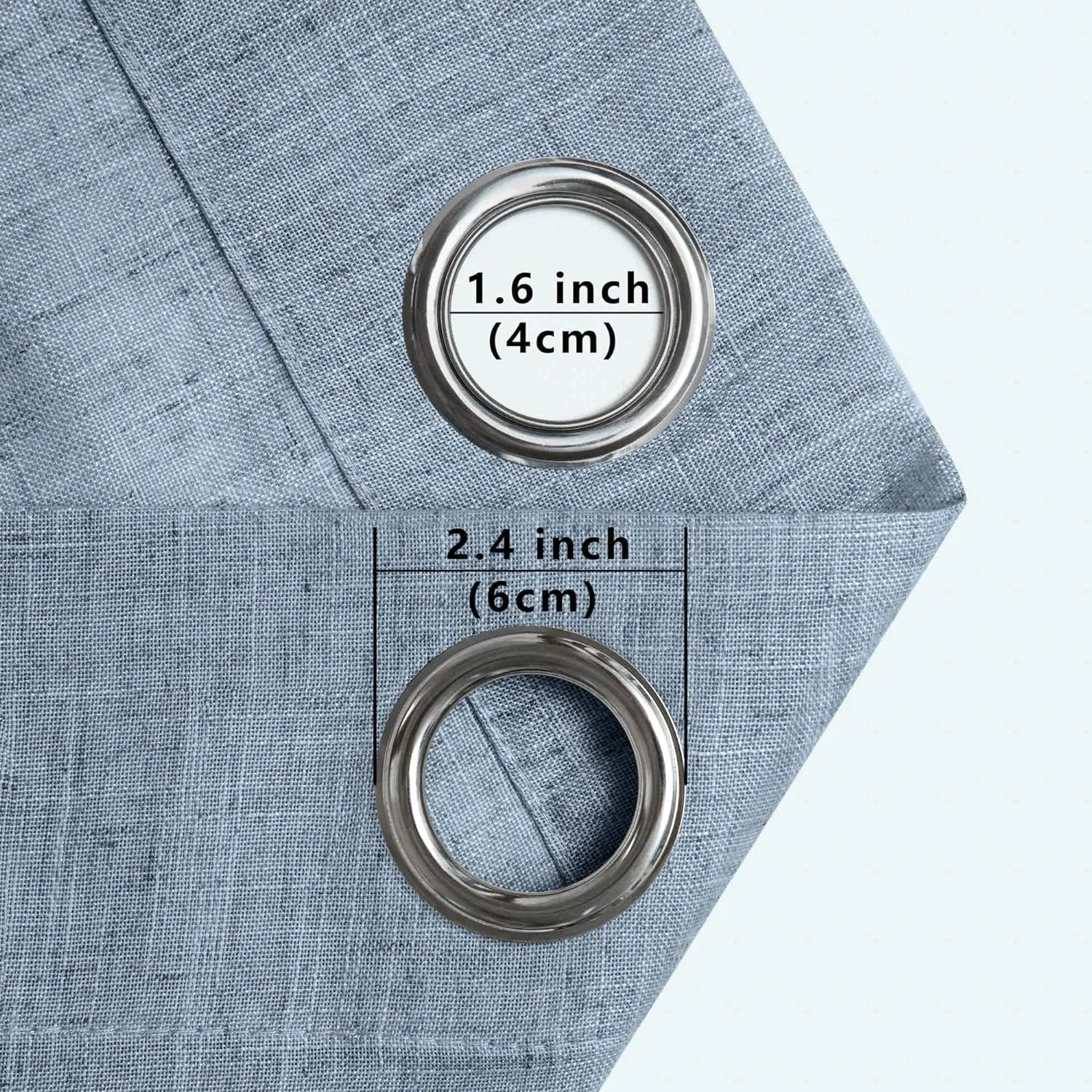 Pitalk Blue Curtains 108 Inches Long for Sliding Glass Door 2 Panels Set Grommet Linen Light Fitering Semi Sheer Curtains for Living Room Back Door Backyard 52x108 Inch Length Grey Dusty Blue